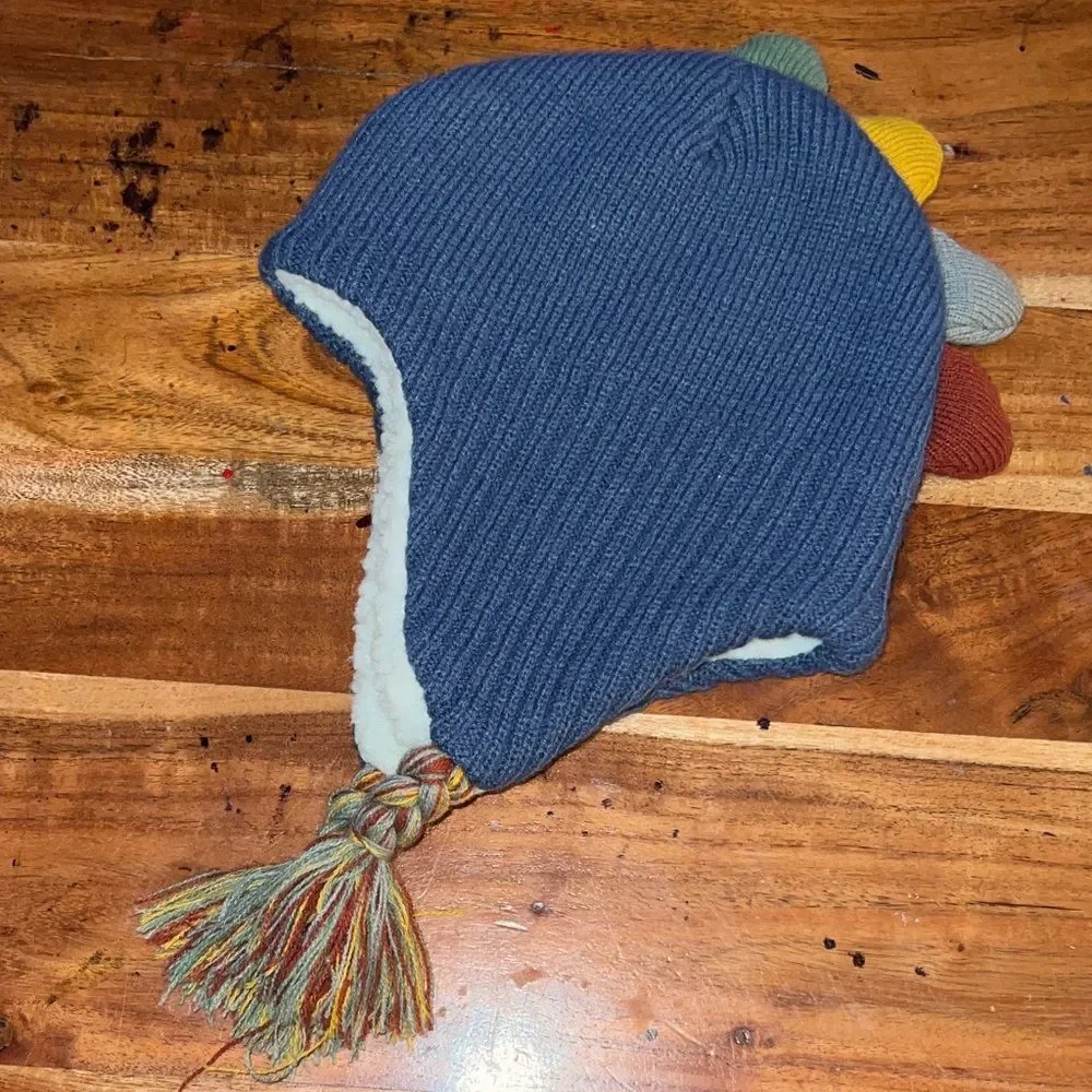 Capelli of New York Blue Dinosaur Knit Hat with Multicolor Spikes